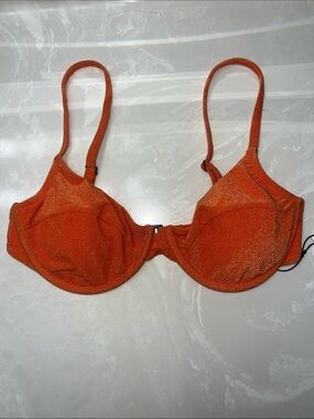 Sanctuary Women's Orange Sands Of Summer Underwire Solid Bikini Top Size Large